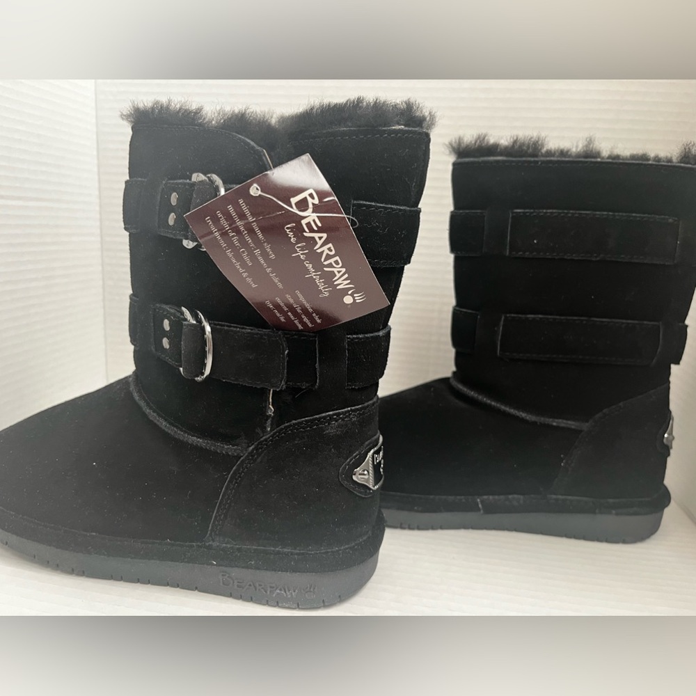 Bear paw suede fur-lined boots